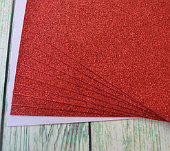 Фоаміран клейовий з глітером лист 1мм (20х30см), колір - блискучий червоний