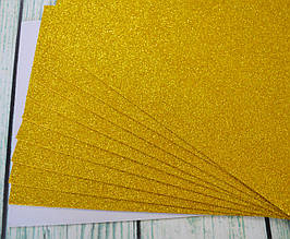 Фоаміран клейовий з глітером лист 1мм (20х30см), колір - блискучий золотий