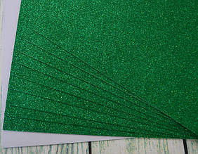 Фоаміран клейовий з глітером лист 2мм (50х50см), колір - блискучий зелений