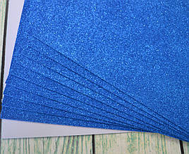 Фоаміран клейовий з глітером лист 2мм (50х50см), колір  - синій