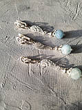 Комплект срібний сережки та підвіска 'Натуральний аквамарин з огранюванням', фото 7