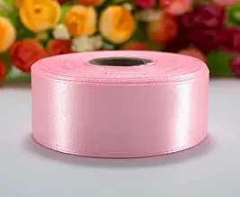 Атласна стрічка 25 мм (23 м.) світло-рожева