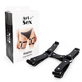 Гартери на ногу з натуральної шкіри Art of Sex — Kristina Leg Garters (2 шт.), колір Чорний