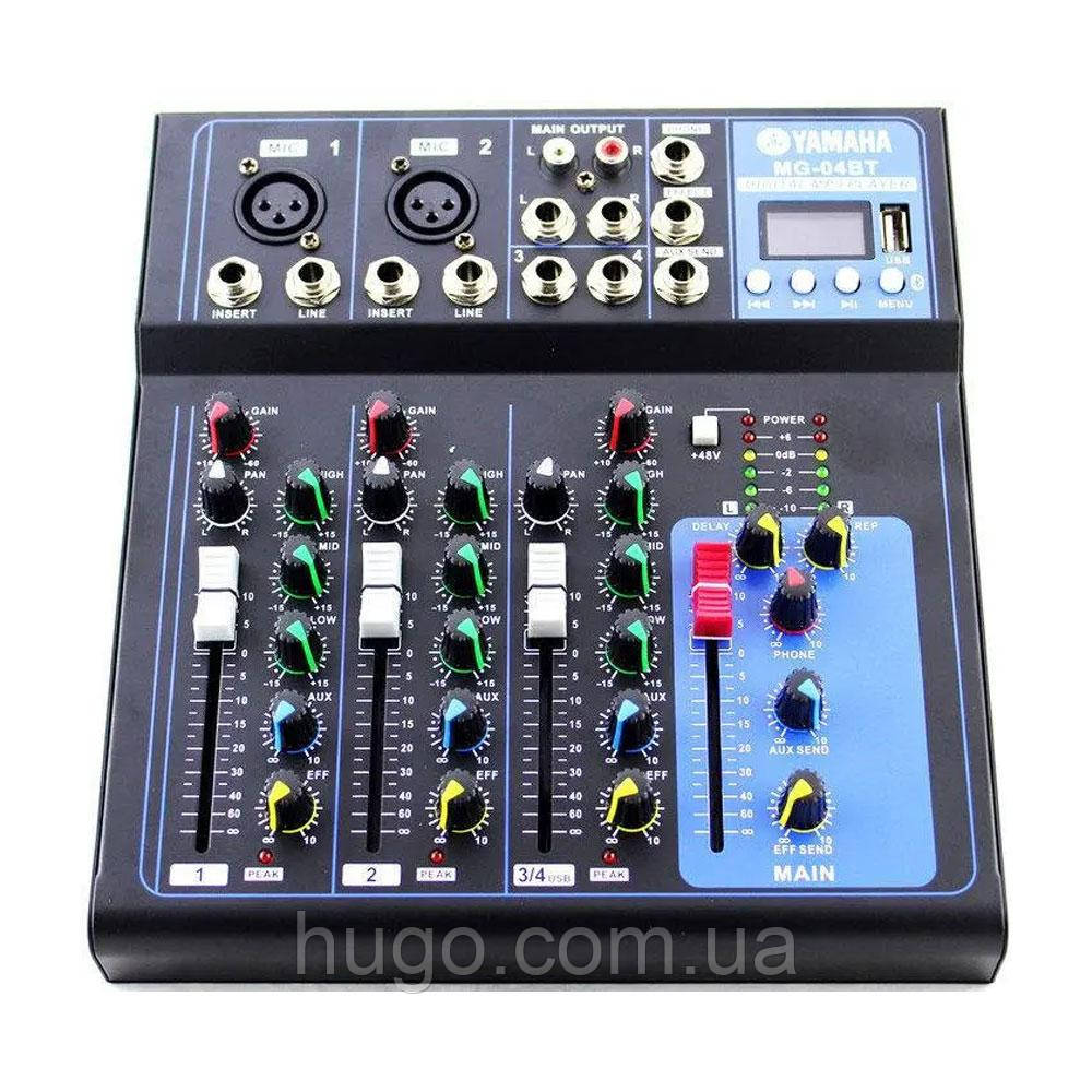 Аудиомикшер 2 канальный Mixer MG 04BT / Микшерный пульт с Bluetooth / Аудиомикшер - фото 3 - id-p1686166530