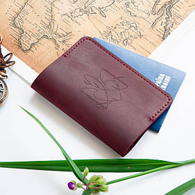 Обкладинка на паспорт із гравіюванням герба України, Фіолетовий, 10х15,5см