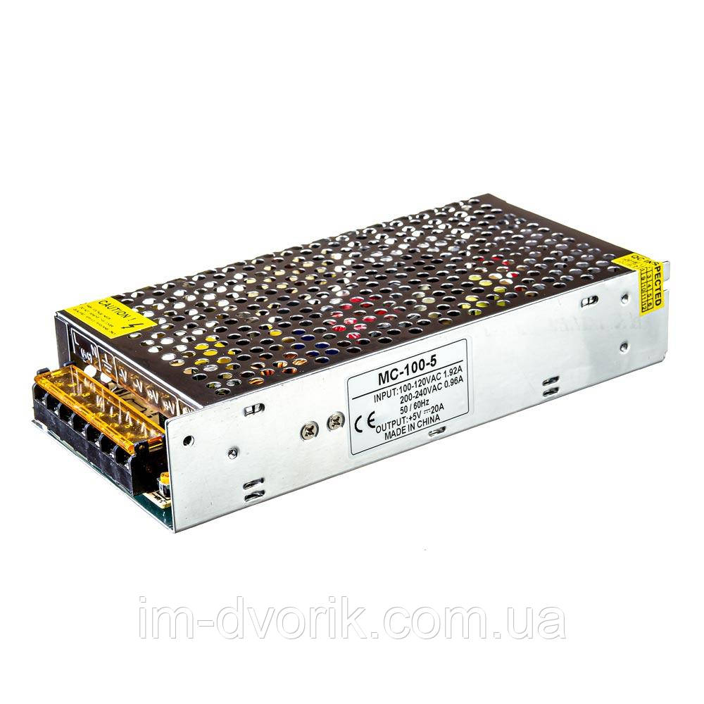 Блок живлення 100W 5V 20А AC200-265V IP20 – Ефективне живлення для вашої техніки