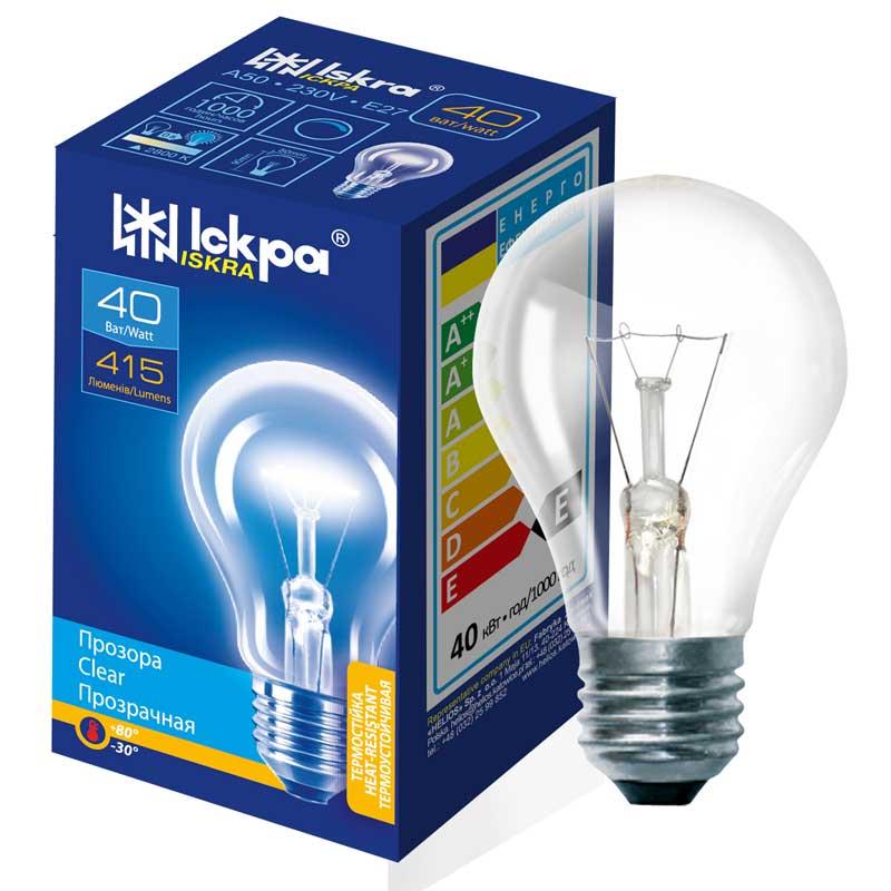 Лампа накаливания 40 Ватт, Е27 Колба А50 от ТОО «Укрпромсвит» — 668715053
