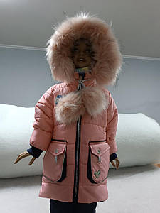 Зимове пальто на дівчинку пудра 92