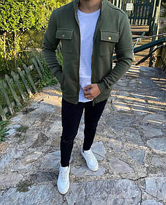 Куртка чоловіча весна-осінь хакі з начосом та накладними кишенями Turkey