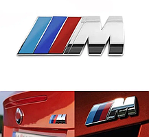 Металева емблема (логотип) M Power BMW (БМВ) на багажник грати Триколірна Хром (8.3 x 3.2см), фото 5