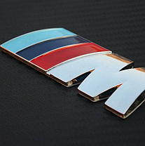 Металева емблема (логотип) M Power BMW (БМВ) на багажник грати Триколірна Хром (8.3 x 3.2см), фото 4