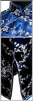 7Fairy Woman Темно-сині китайські вечірні сукні з коротким квітковим принтом Cheongsam
