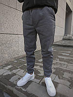 Мужские зимние спортивные штаны на флисе серые с начёсом
