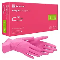 Перчатки нитриловые Nitrylex magenta S нестерильные неопудренные (50 пар/уп) розовые
