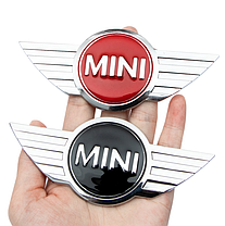 Емблема MINI (Міні) 120 mm (значок, наклейка, логотип на капот, багажник) Сріблясто-Чорна, фото 6