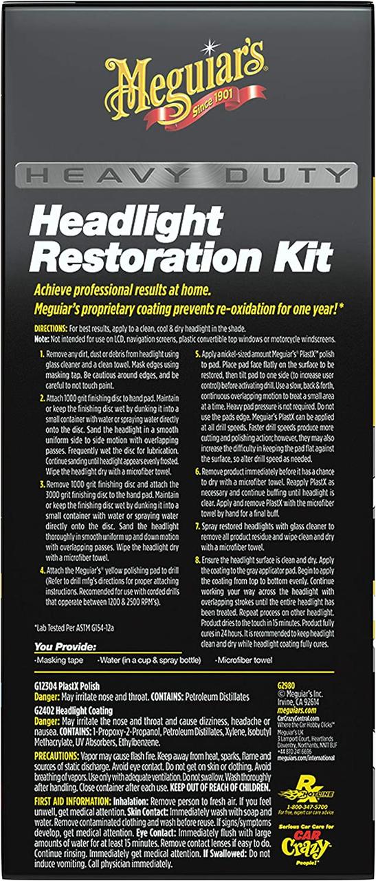 Набор для абразивного восстановления и защиты фар - Meguiar's Heavy Duty Headlight Restoration Kit (G2980) - фото 3 - id-p683080949