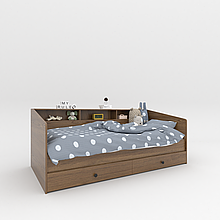 Дитяче ліжко з шухлядами Sleep well дерев'яна основа + ламелі 800х2040х1000 мм  Дуб Родос темний
