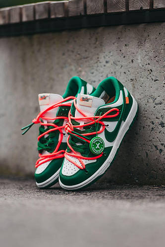 Купить Женские кроссовки Nike SB Dunk Off White Pine Green зеленые с ...