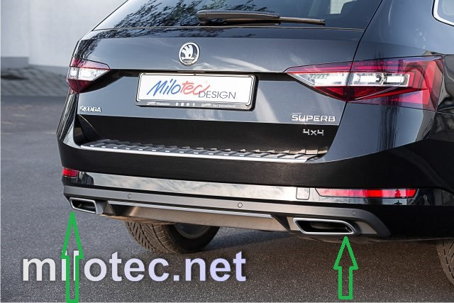 Накладки під задній бампер(імітація вихлопних труб) Skoda Superb 2015 -