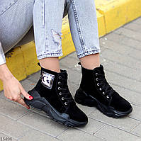 Замшеві натуральні утеплені черевики жіночі , зручні повсякденні легкі черевички недорого
