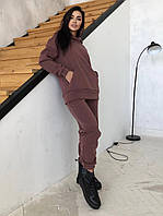 Женский утепленный спортивный костюм на флисе с худи и штанами на манжетах (р.42-46) 22SP2045