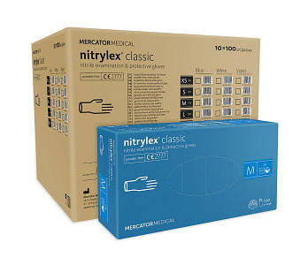 Рукавички нітрилові неопудрені NITRYLEX CLASSIC р. M (50пар)