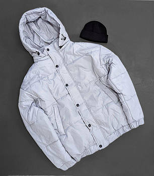 Чоловіча зимова куртка оверсайз коротка сіра до -20 °C  ⁇  Чоловічий зимовий пуховик чорний теплий
