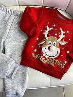 Детский новогодний костюм комплект с оленёнком Красный 943 enes baby, Красный, Унисекс, Зима, 2 года