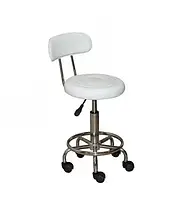 Стул для мастера, круглый стул для мастера на колесиках со спинкой, белый стул для мастера