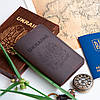Обкладинка для паспорта з натуральної шкіри з патріотичним гравіюванням, Зелений, 10х15,5см, фото 7
