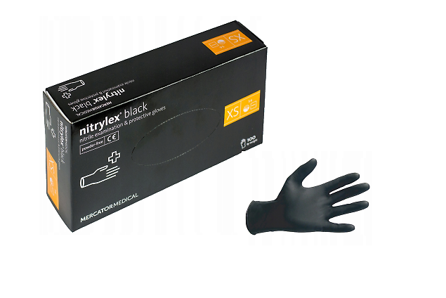 Рукавички нітрилові неопудрені NITRYLEX BLACK р.XS, (50пар)