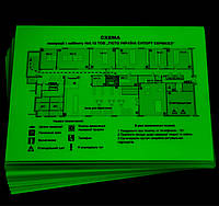 План эвакуации фотолюминесцентный Altey А4 - шт / Светящийся план эвакуации