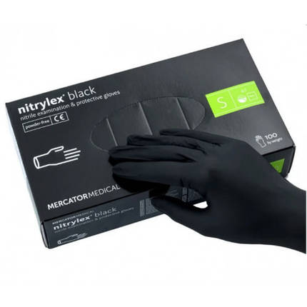 Рукавички нітрилові Nitrylex® BLACK, розмір S (Китай) (50пар), фото 1