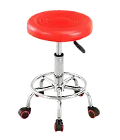 Стул для мастера, круглый стул для мастера на колесах без спинки, красный стул для мастера