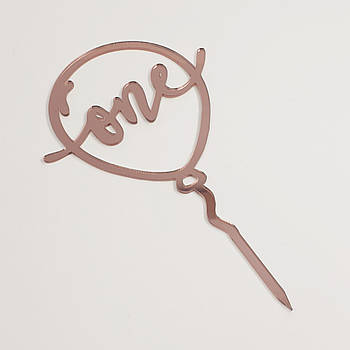 Топер акрилова Повітряна куля One — рожевий 10.5х17 см