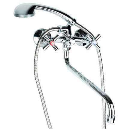 Змішувач для ванни AQUATICA PM 1/2" гусак вигнутий дивертор вбудований кульовий (PM-5C457C), фото 2