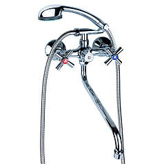 Змішувач для ванни AQUATICA PM 1/2" гусак вигнутий дивертор вбудований картріджний (PM-2C457C)