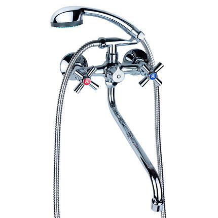 Змішувач для ванни AQUATICA PM 1/2" гусак вигнутий дивертор вбудований картріджний (PM-2C457C), фото 1