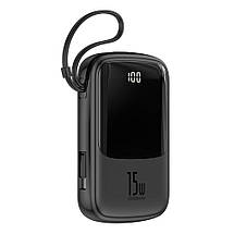 Power bank 10000 мАг 3 А 15 Вт Type-C чорний Baseus Qpow PPQD-A01, фото 5
