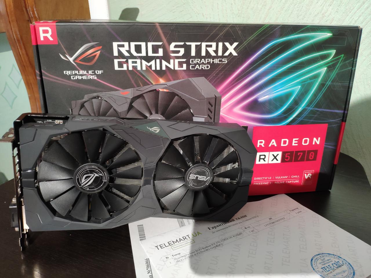 Відеокарта вживана ASUS Rog Strix RX 570 8GB Gaming GDDR5. Гарантія до 08.2023