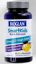 Омега-3 для дітей Bioglan Smartkids Omega-3 High DHA Brain Formula 30 chew caps цитрус, фото 4