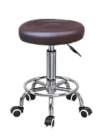 Стул для мастера, круглый стул для мастера на колесах без спинки, коричневый стул для мастера