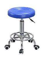 Стул для мастера, круглый стул для мастера на колесах без спинки, синий стул для мастера