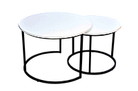 Комплект журнальных столиков Круглая парочка столешница белая с белой кромкой Ø 600/500 h550/400mm