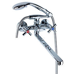 Змішувач для ванни AQUATICA PM 1/2" гусак прямий 350мм дивертор вбудований картріджний (PM-2C257C)