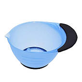 Миска для фарбування волосся, масок, фарб пластикова з прогумованою ручкою, дном MР7 синя