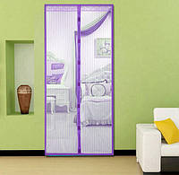 Москитная сетка на магнитах, антимоскитная штора на дверь Magic Mesh 100x210см, фиолетовая
