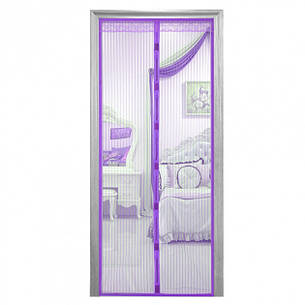 Москітна сітка на магнітах, антимоскітна штора на двері Magic Mesh 100x210см, фіолетова, фото 2