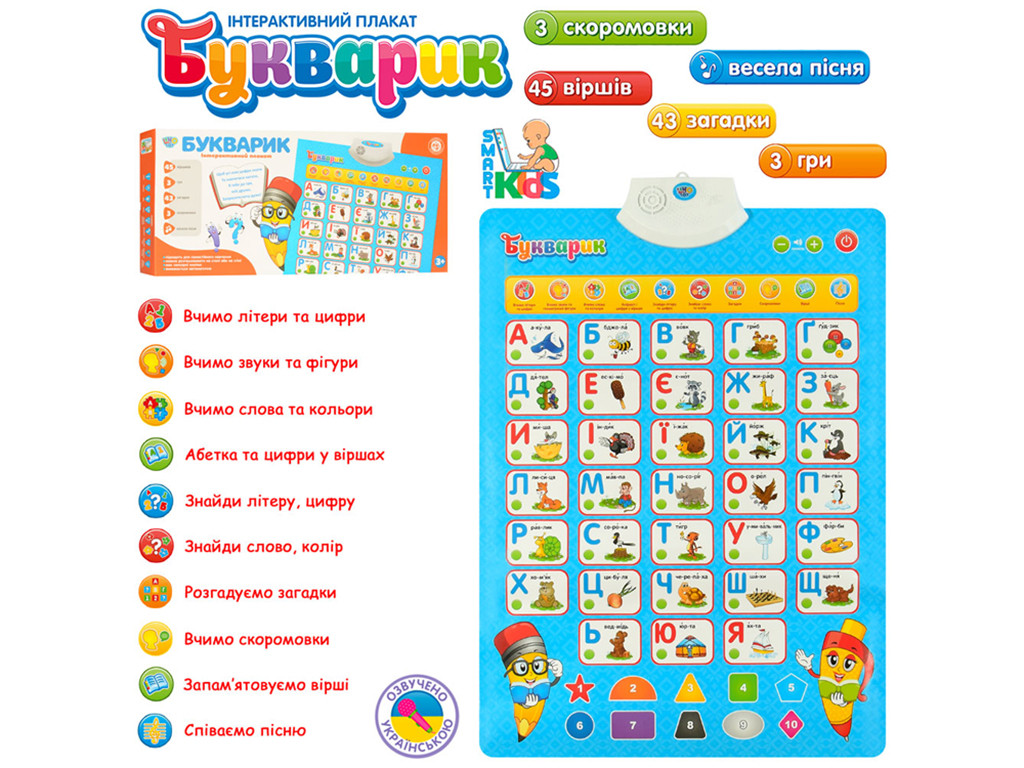 Навчальний інтерактивний плакат LIMO TOY 7031 UA