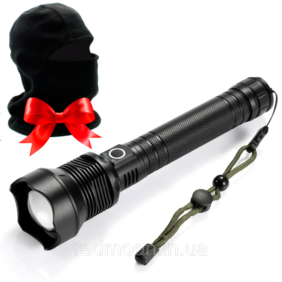 Ліхтарик ручний акумуляторний USB BL 601 P90 + Подарунок Зимова балаклава фліс / Світлодіодний тактичний ліхтар